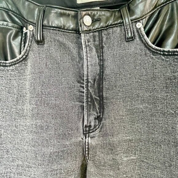 Abercrombie Denim Faux Leather Curve Love Ankle Straight Ultra High Rise Jean 32 - Picture 8 of 14